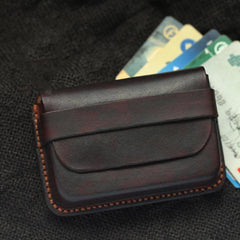 Cool Coffee Leather Mens Business Card Holder Coin Purse Small Change Wallet For Men