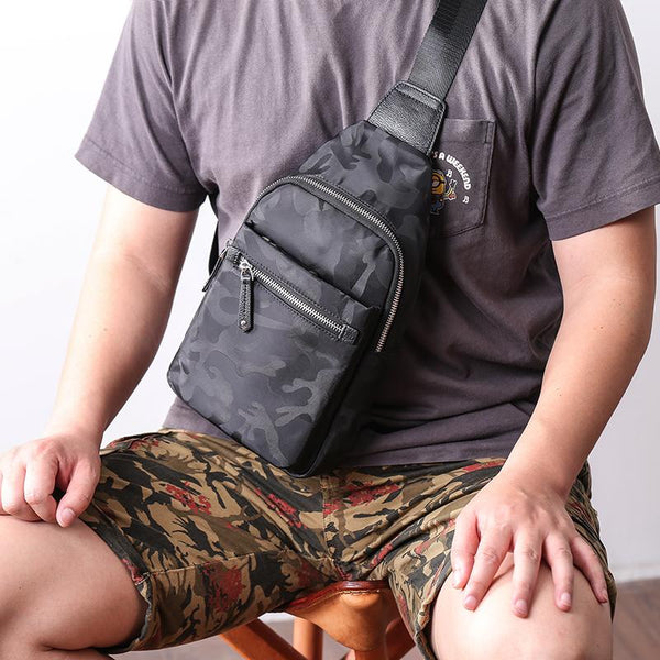 Cool Nylon Men's Sling Bag Camouflage Chest - Back View