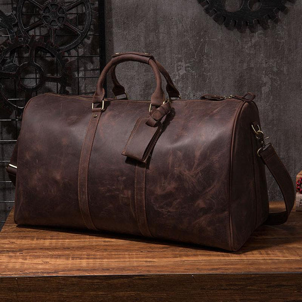 Cool Leather Mens Overnight Bags Weekender Bag Vintage Travel Bags Duffle Bags for Men
