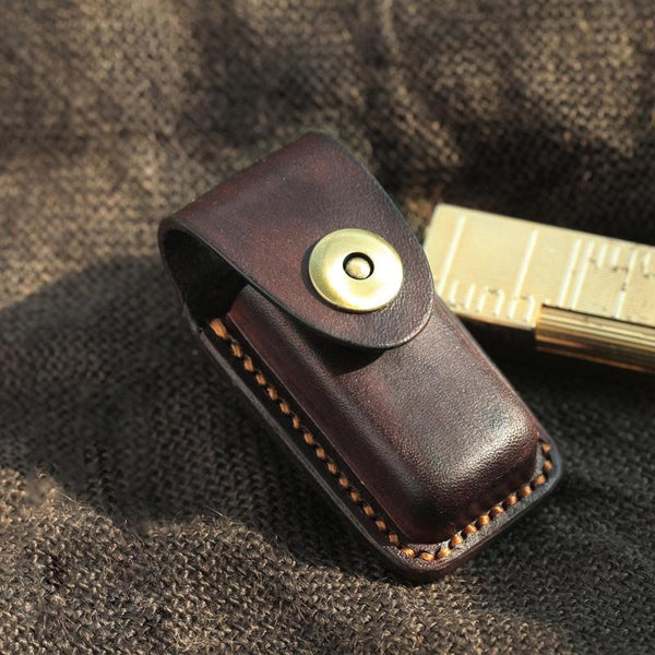 Dark Coffee Handmade Leather Mens Dunhill Lighter Case Cool Lighter Holders For CB0098016