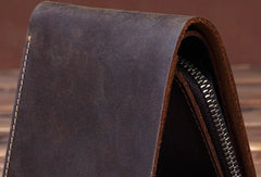 Handmade Genuine Leather Wallet billfold Leather Wallet Bifold Slim Wallet Purse Bag For Mens