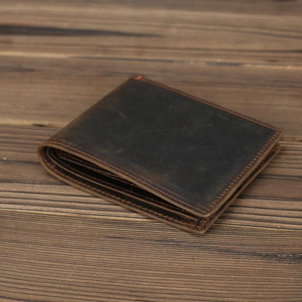 Bifold Leather Mens Slim Wallet Small Wallet - Back View