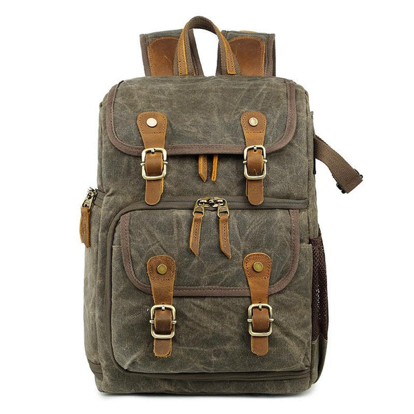 Khaki CANVAS WATERPROOF MENS 15'' CANON CAMERA BACKPACK LARGE NIKON CAMERA BAG D SCC01991032