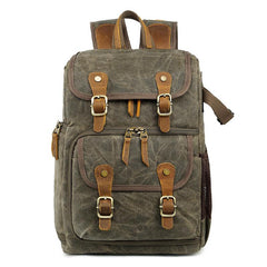Khaki CANVAS WATERPROOF MENS 15'' CANON CAMERA BACKPACK LARGE NIKON CAMERA BAG DSLR CAMERA BAG FOR MEN