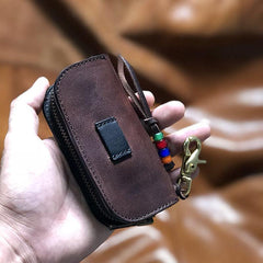 Handmade Brown Leather Mens Cool Key Wallets Car Key Change Coin Holder Car Key Case for Men