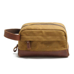 Cool Waxed Canvas Leather Mens Wristlet Bag Vintage Clutch Zipper Bag for Men