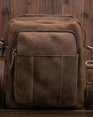 Cool Mens Leather Small Side Bag Small Messenger bag Shoulder bag For Men