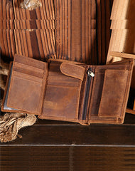 Vintage Leather Small Mens Wallet Bifold billfold Wallet for Men