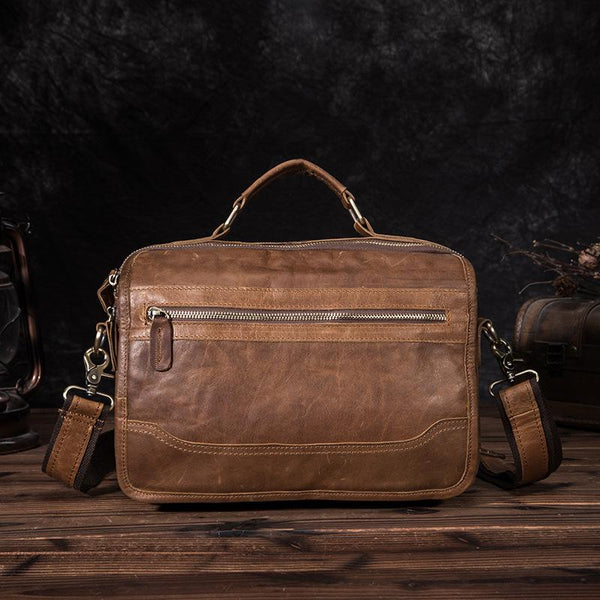 Brown Men's Small Professional Briefcase 10‘’ Laptop Handbag Business Shoulder B FY02182225