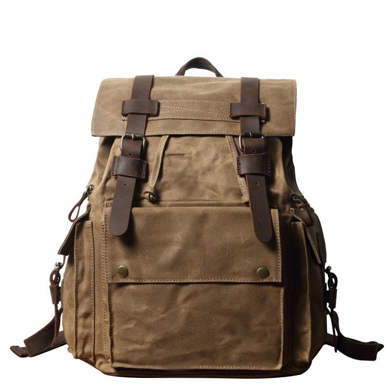 Cool Waxed Canvas Retro Mens Black Large 15‘’ Travel Backpack Computer Backpack Hiking Backpack for Men