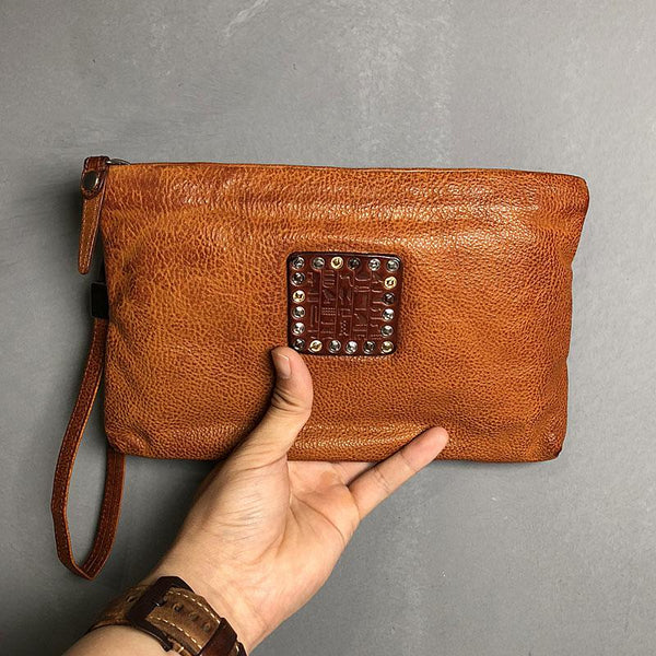 Handmade Genuine Leather Mens Clutch Cool Slim - Back View