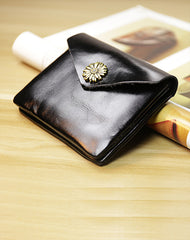 Cute Women Sunflower Red Leather Mini Billfold Wallet Coin Wallets Slim Change Wallets For Women