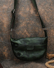 Coffee Leather Womens Saddle Shoulder Bags Saddle - Side View