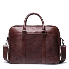 Vintage Brown Leather Men's Professional Briefcase 15‘’ Laptop Briefcase Work Handbag For Men