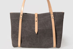 Handmade Canvas Leather purse handbag shoulder bag beige for women leather tote bag