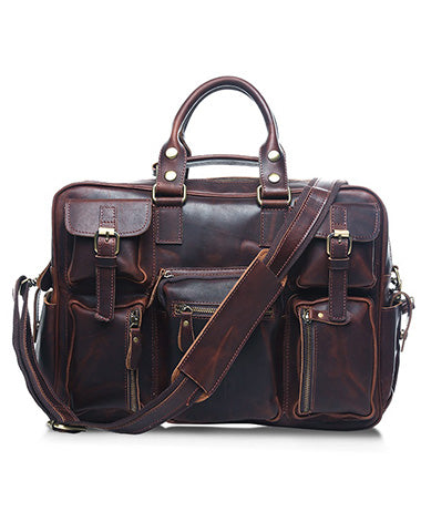 Vintage Leather Mens Large Handbag Weekender Bag Travel Bag