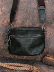 Vintage Brown Leather Womens Saddle Shoulder Bag - Stitching Detail