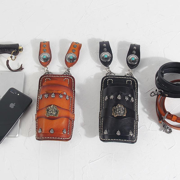 Cool Leather Mens Hairstylist Tool case barber - Back View