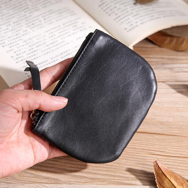 Black Leather Mens Card Wallets Cool Small - Back View