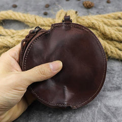 Mens Brown Leather Coin Purse Coin Pouch Change Case Mini Leather Pouch For Men and Women