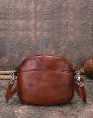 Vintage Small Leather Womens Round Green Shoulder - Side View