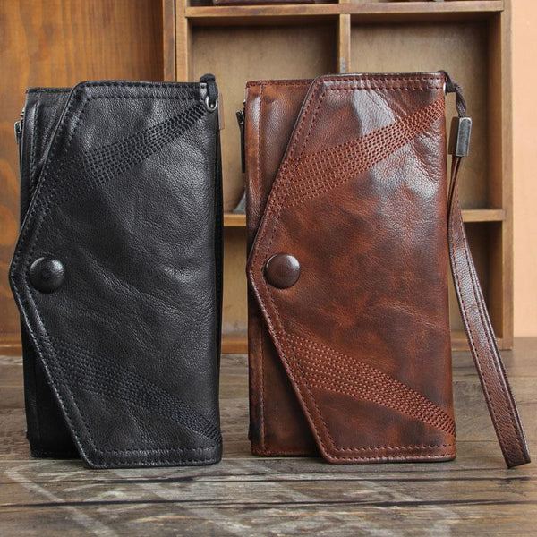 Genuine Leather Mens Cool Biker Chain Wallet - Back View