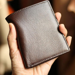 Slim Leather Mens Business SMall Bifold Wallet Bifold billfold Wallet Small Front Pocket Wallet For Men