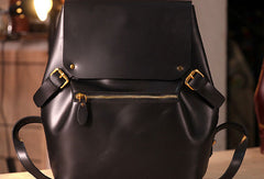 Handmade Leather backpack bag shoulder bag red black women leather purse
