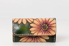 Handmade Leather key wallet card change coin wallet purse cute small women wallet