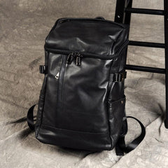 Genuine Leather Mens Cool Backpack Large Black Travel Backpack for men