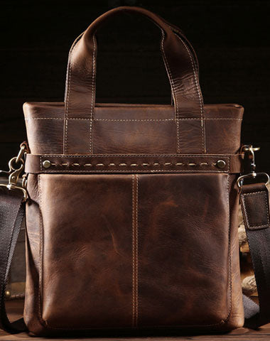 Vintage Leather Men Handbag Briefcase Shoulder Bag Work Bag For Men