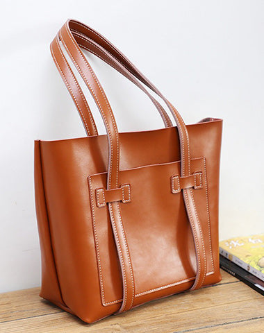 Brown LEATHER WOMEN Tote BAGs Handmade Strap Cute Shopper Tote Purses FOR WOMEN
