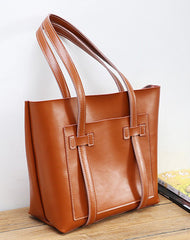 Brown LEATHER WOMEN Tote BAGs Handmade Strap Cute Shopper Tote Purses FOR WOMEN