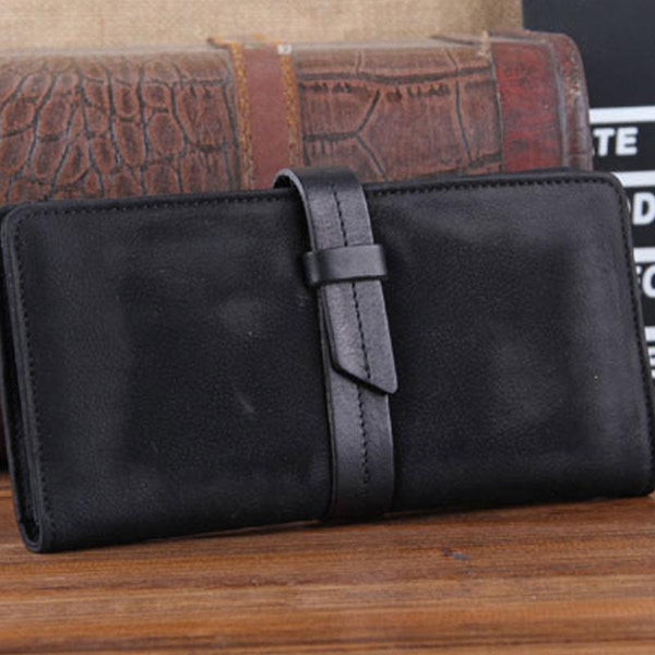 Handmade Leather Mens Cool Long Leather Wallet - Back View
