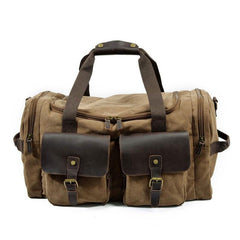 Mens Waxed Canvas Leather Weekender Bag Canvas Travel Bags for Men