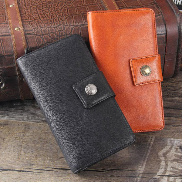 Genuine Leather Mens Cool Long Leather Wallet - Back View