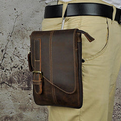 Mens Leather Small Side Bag COURIER BAGs Waist Pouch Holster Belt Case Belt Pouch for Men