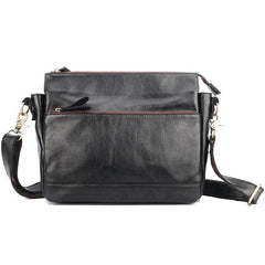 Casual Black Leather Mens Courier Bags Messenger Bags Brown Postman Bags For Men
