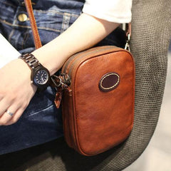 Leather Zip Shoulder Bag Small Square Crossbody Bag - Annie Jewel