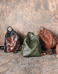 Vintage Dark Gray Leather Rucksack Womens Best School Backpack Ladies Leather Backpack Purses