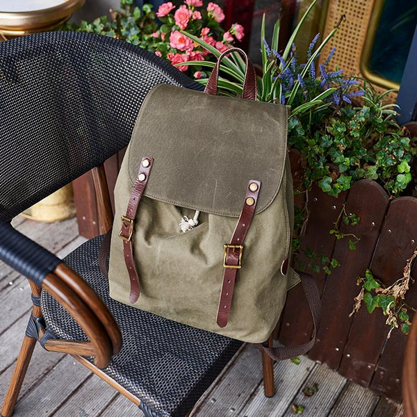 Canvas Mens Womens Backpack Green Travel Rucksack Satchel Backpack Canvas School NXX01582071
