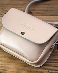 Cute White LEATHER Flip Side Bag Handmade WOMEN Phone Crossbody BAG Purse FOR WOMEN