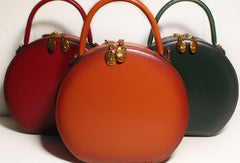 Women Leather round circle handbag shoulder bag for women leather crossbody bag