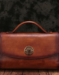 Vintage Handmade Leather Red Womens Handbag Shoulder Bag Red Purse For Women