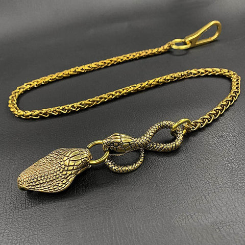 Cool Brass Snake Mens 18'' Pants Chain Wallet Chain Gold Motorcycle Wallet Chain for Men