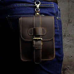 Small Leather Belt Pouch Mens Holsters Belt Cases Cell Phone Waist Pouch for Men