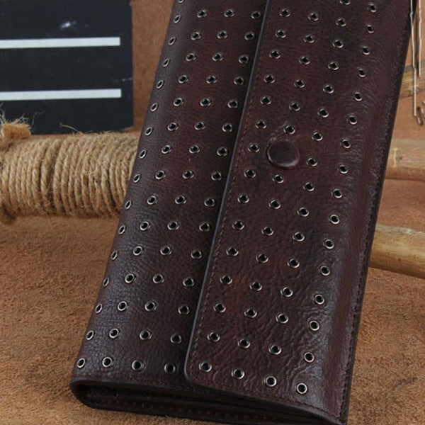 Genuine Leather Mens Cool Long Leather Wallet - Back View