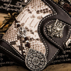 snake wallet​ Handmade Leather Wallet Biker Wallet Snake Skin Wallet Cool Wallets for Men Biker Chain Wallet
