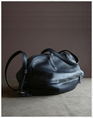 Womens Leather Barrel Shoulder Purse Womens Black Bucket Leather Handbag Shoulder Bag for Ladies