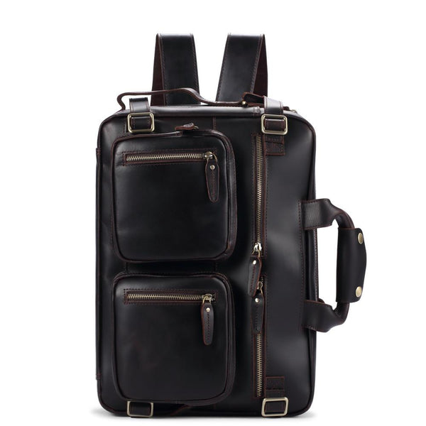 Black Coffee Leather Men's 15 inches Large - Back View